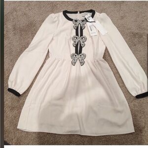 Saloni Camille bow crepe mini dress US size 8 - Cream color